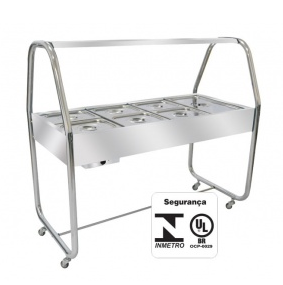 Buffet TÃ©rmico de 06 Cubas de AÃ§o Inox